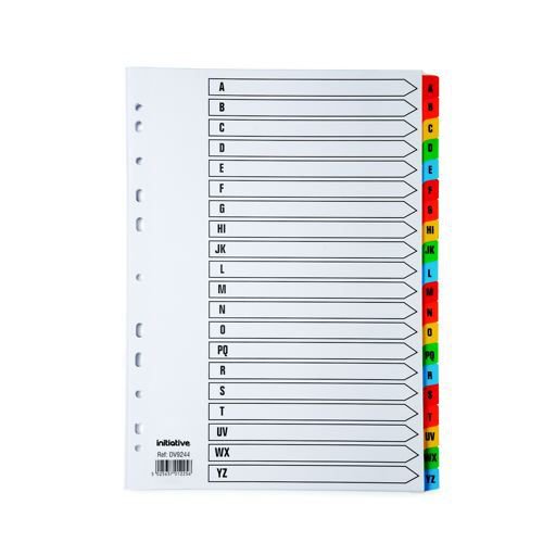 Initiative White Board A4 160gsm Divider A-Z Coloured Mylar Tab 