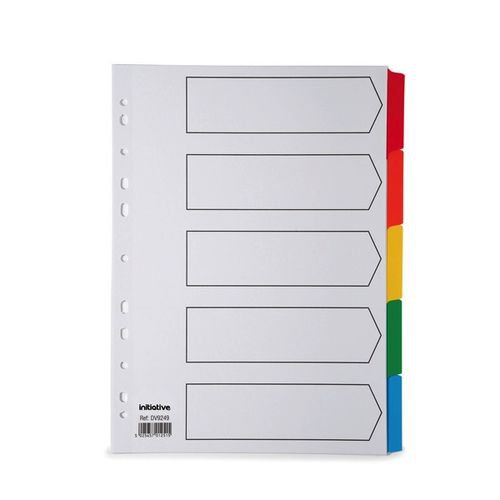 Initiative White Board A4 160gsm Divider 1-5 Coloured Mylar Tab 
