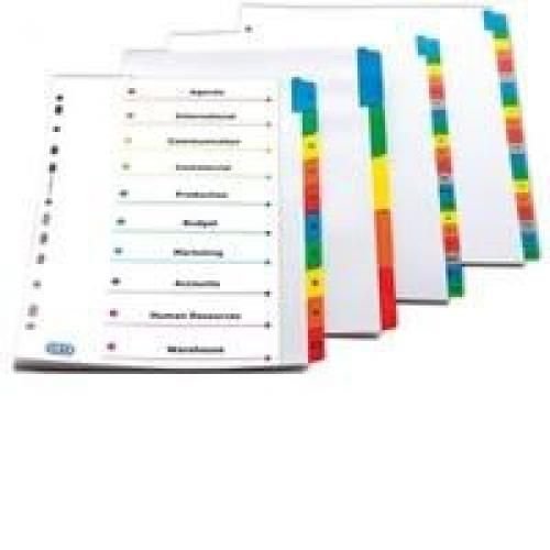 Elba A4 Coloured Mylar 10 Part Divider Assorted