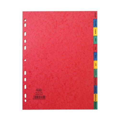 Elba A4 MultiColoured Card 20 Part Dividers