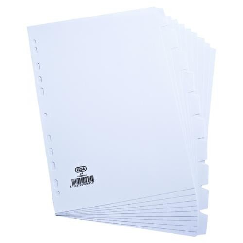 Elba A4 White 10 Part Card Dividers