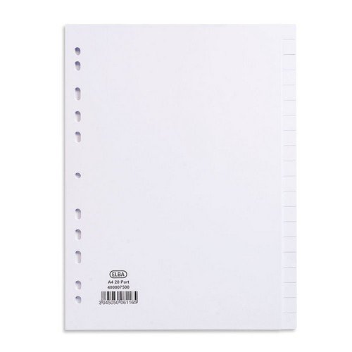 Elba A4 White 20 Part Card Dividers