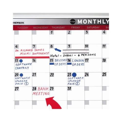 Bi-Office Magnetic Month Planner Aluminium Frame 900 x 600 mm