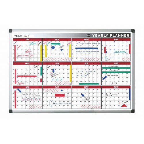 Bi-Office Magnetic 12 Months Yearly Planner Aluminium Frame 900 x 600 mm