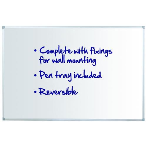 Initiative Reversible Non Magnetic Drywipe Board Aluminium Frame With Pen Tray 900x600mm (3x2)