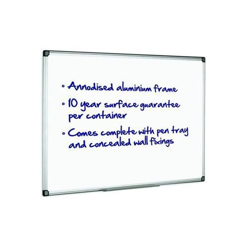 Initiative Magnetic Drywipe Board Anodised Aluminium Frame With Clip-on Pen Tray 1200x900mm (4x3)