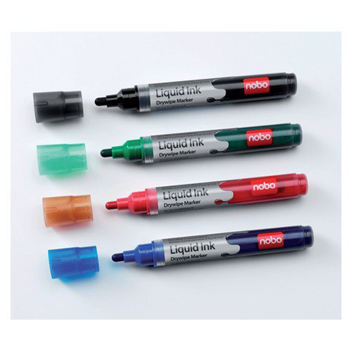 Nobo Glass Whiteboard Markers 4 Assorted