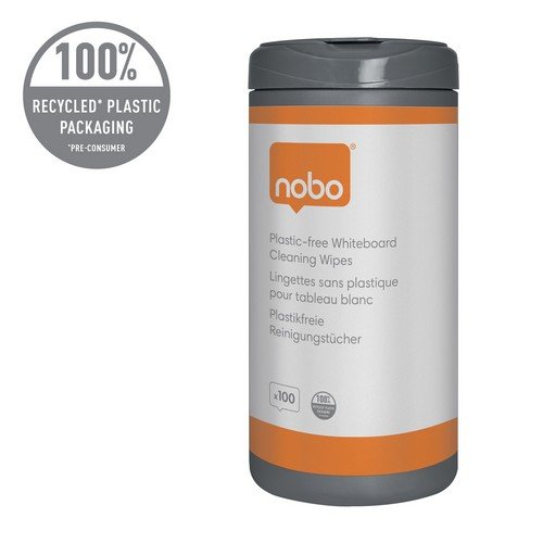 Nobo Plastic-free Whiteboard Cleaning Wipes Pack 100