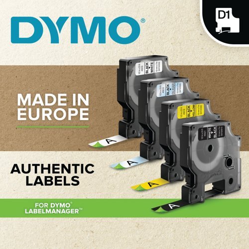 DYMO Authentic D1 Labels Black Print on White 12mm x 7m Self-Adhesive Labels for LabelManager Label