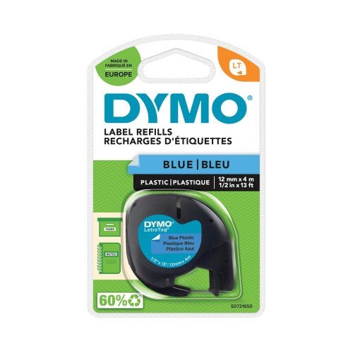 Dymo LetraTag Plastic Tape 12mm x 4m Ultra Blue
