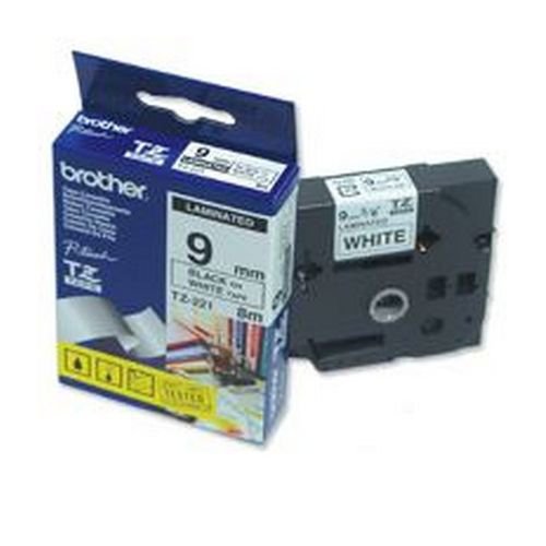 Brother PTouch Tape TZ221 9mm Black/White Label Tapes DY9716