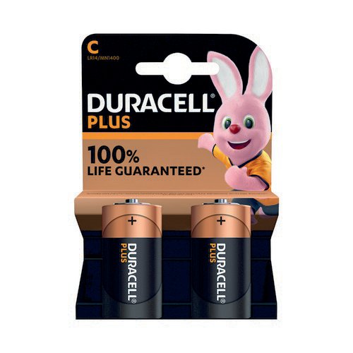 Duracell Plus C Battery Alkaline 100% Life (Pack of 2) 5009810