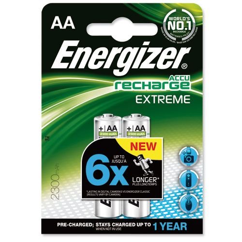 Energizer Battery Rechargeable NiMH Capacity 2300mAh HR6 1.2V AA Pack 2