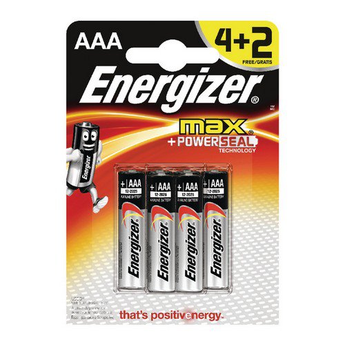 Energizer Max AAA/E92 Batteries BP 6 4+2 Pack
