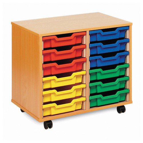 Best Value 12 Shallow Tray Unit Mobile Choice of 19 Colours Modular Storage Systems ED1466