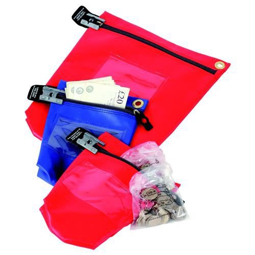 Versapak Cash Bag TamperEvident Zip Heavyweight Material Medium W267xD50xH267mm Red Cash Bags EN1631