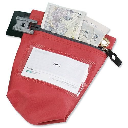 Versapak Cash Bag TamperEvident Zip Heavyweight Material Small W178xD50xH152mm Red Cash Bags EN1632