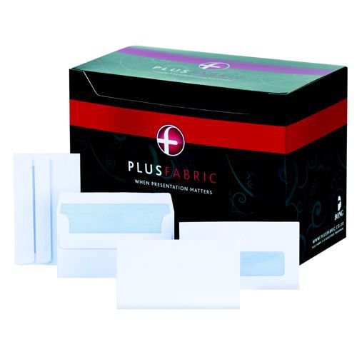 Plus Fabric DL Envelopes 110gsm Self Seal White (Pack of 500) H25470