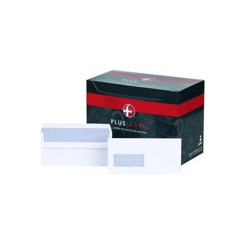 Plus Fabric DL Window Envelopes 110gsm Wallet Self Seal White (Pack of 500) J22370