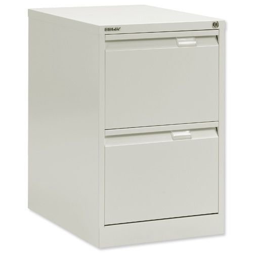 Bisley BS Filing Cabinet 2 Drawer White Dims 711mm H x 470mm W x 622mmD