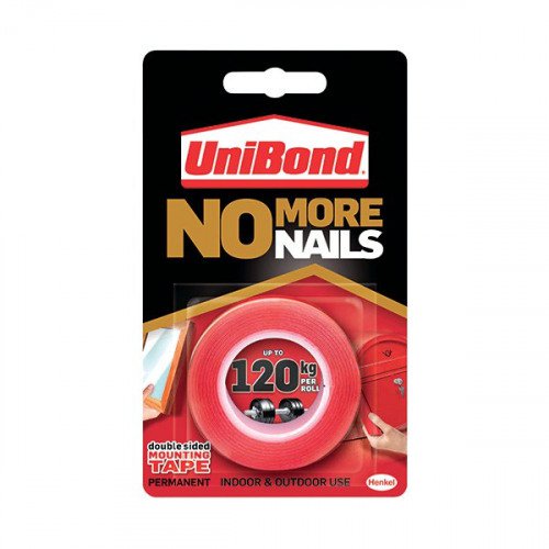 Unibond No More Nails Ultra Strong Roll Permanent 19mm x 1.5m Adhesive Pads & Tack GL1403