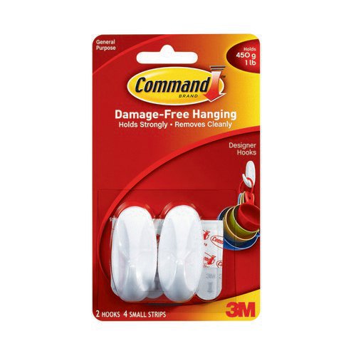 3M Command Small Oval Hooks With Command Adhesive Strips