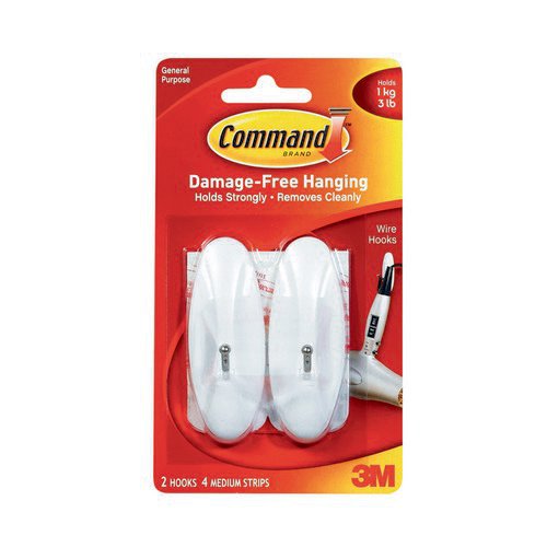 3M Command Medium Wire Hooks With Command Strips