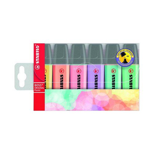 BOSS Original Pastel Highlighters Wallet of 6 Assorted Colours Highlighters HI3104