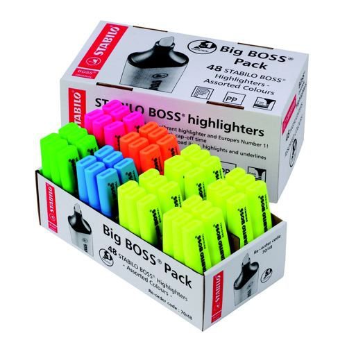 Stabilo Boss Highlighters Pen Pack of 48 Half Yellow Half Assorted Highlighters HI3201