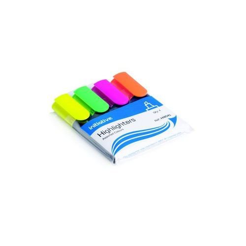 Initiative Water Based Highlighters Wedge Shaped Tip Assorted Wallet 4