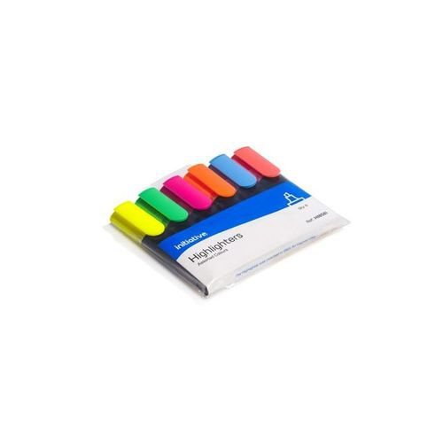 Initiative Water Based Highlighters Wedge Shaped Tip Assorted Wallet 6 Highlighters HI8581