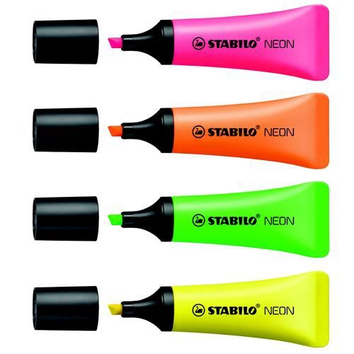 Stabilo Boss Neon Highlighter Assorted Wallet Pack 4
