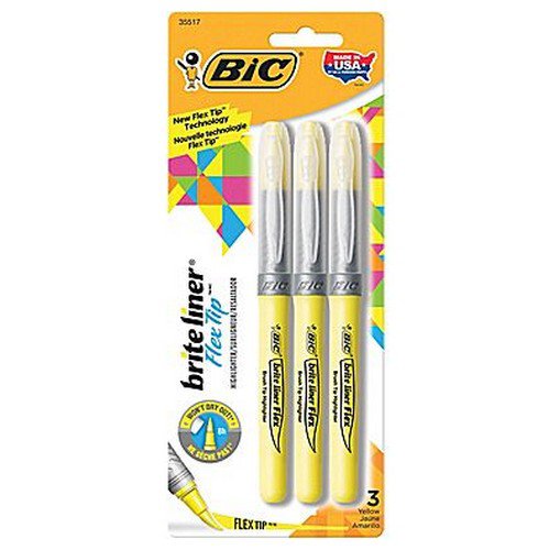 Bic Grip Pen-shaped Highlighter Yellow