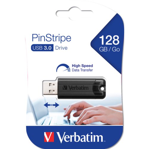 Verbatim Black Pinstripe 128Gb Usb 3.0 Flash Drive