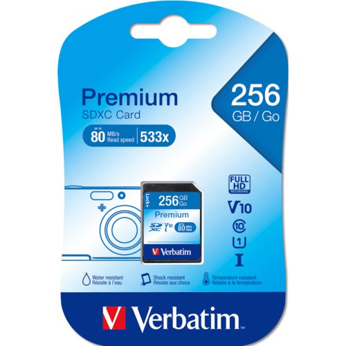 Verbatim Premium Sdxc Memory Card Class 10 UhsI U1 256Gb