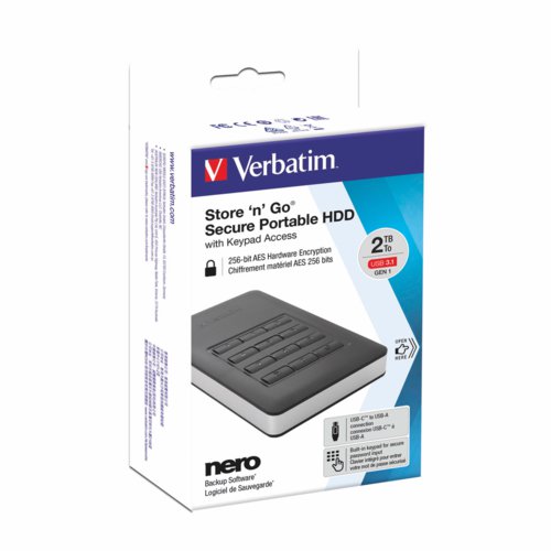 Verbatim Store ´N´ Go Secure Portable With Keypad Access Usb 3.1 Gen 1 2Tb Black