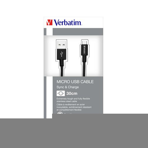 Verbatim Micro B Usb Cable Sync & Charge 30Cm Black