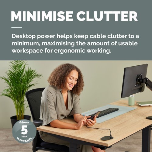 Fellowes Power Spot with 1 Power Socket & 1 USB-C Port Black