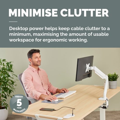 Fellowes Power Spot with 1 Power Socket & 1 USB-C Port White