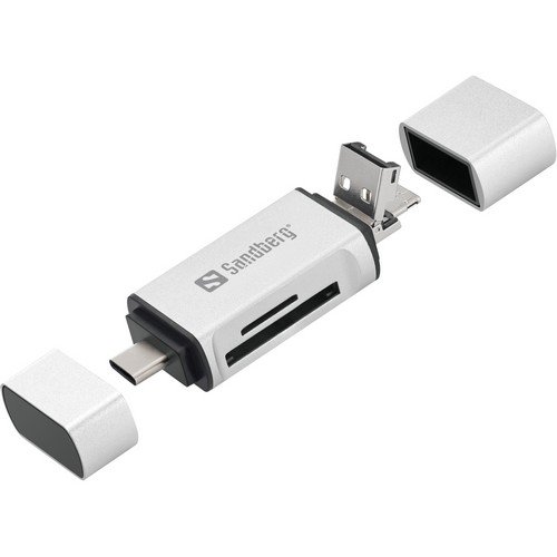 Multi connection for traditional USBA; Micro-USB and USB-C port. High speed SD + Micro SD access.