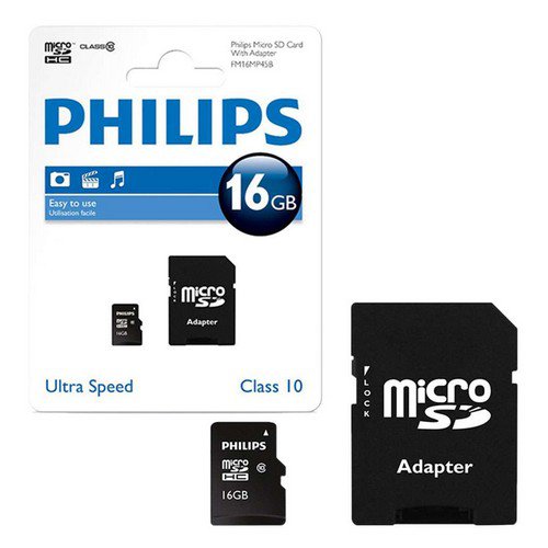 Philips Micro SDHC Class 10 Memory Card 16GB & Adaptor