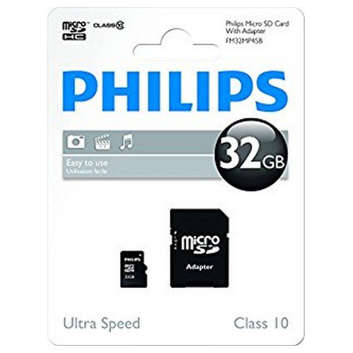 Philips Micro SDHC Class 10 Memory Card 32GB & Adaptor