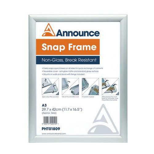 Photo Album Co Snap Frame A3 Silver SNAPA3S Picture Frames IB1502