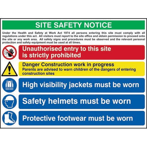 Spectrum Industrial Site Safety Notice Advanced FMX 800x600mm 4551