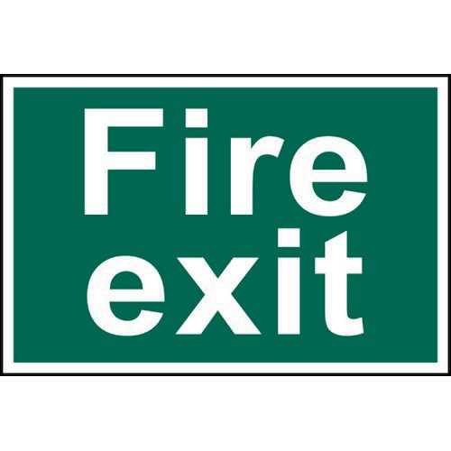 Spectrum Industrial Fire Exit Text S/A PVC Sign 300x200mm 1502