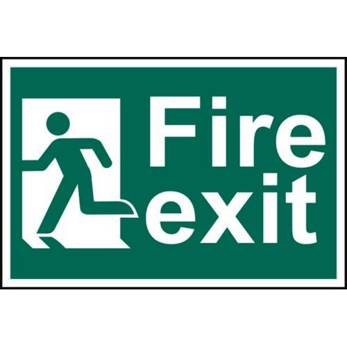 Spectrum Industrial Fire Exit RM Left S/A PVC Sign 300x200mm 1508