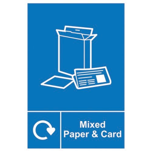 Spectrum Industrial Recycle Sign Mixed Paper/Card 150x200mm SAV 18136