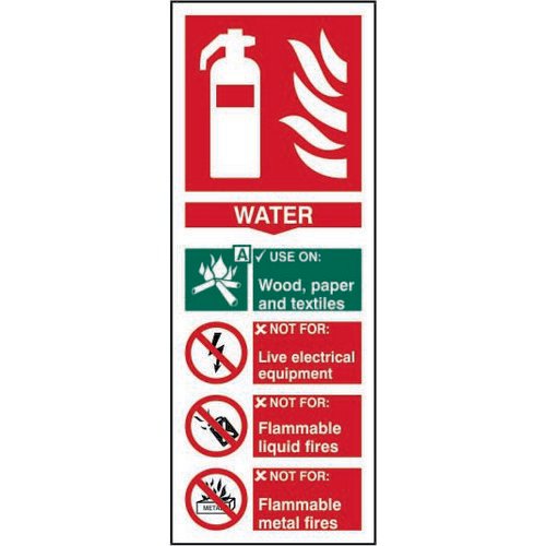 Fire Extinguisher Composite Water sign (82 x 202mm). Manufactured from strong rigid PVC and is non-a