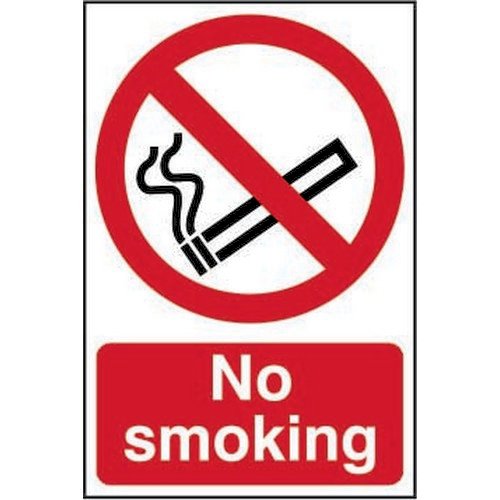 Self adhesive semi-rigid PVC No Smoking Sign (200 x 300mm). Easy to fix simply peel off the backing