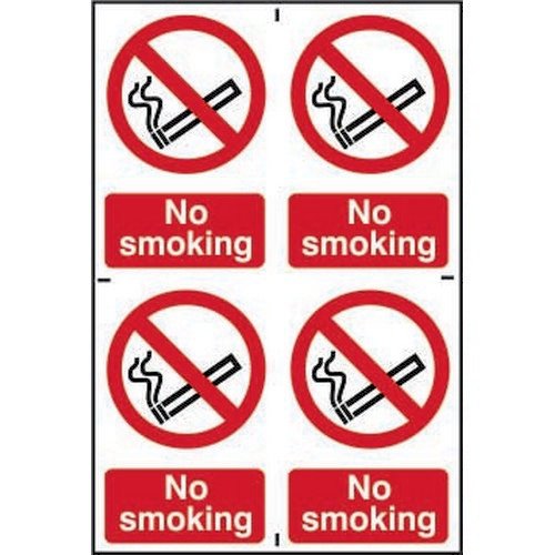 Self adhesive semi-rigid PVC No Smoking Sign (200 x 300mm). Easy to fix simply peel off the backing
